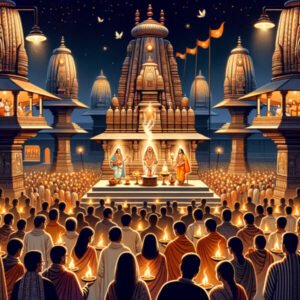 Devotees attending Bhasma Aarti in Mahakaleshwar Temple during Shravan