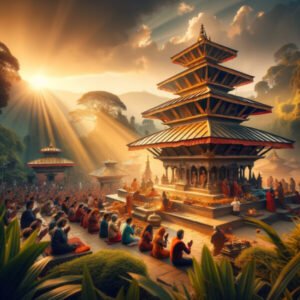 Indian pilgrims visiting Pashupatinath Temple during Shravan month