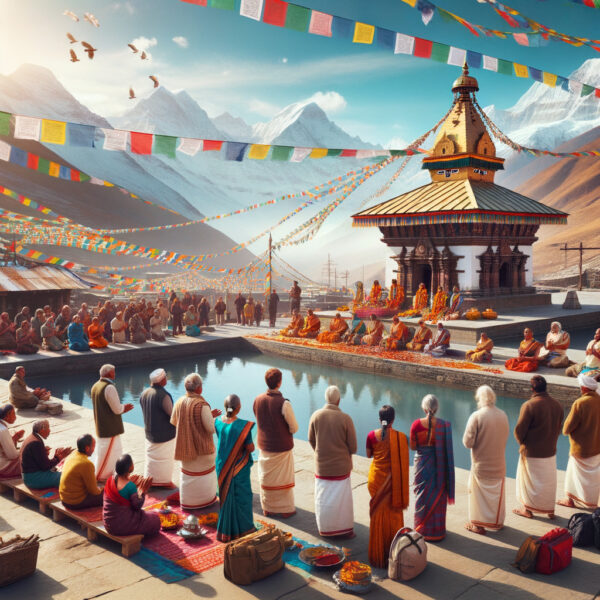 Muktinath Darshan with South Indian Tourists South Indian pilgrims at Muktinath Temple in Nepal