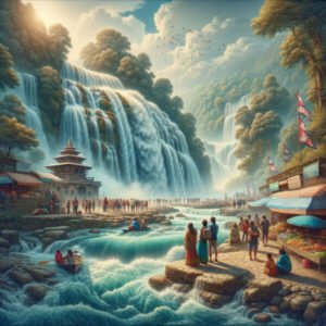 Indian tourists visiting Devi's Falls