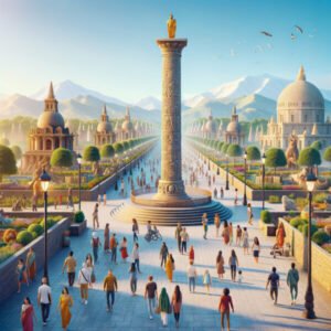 Indian tourists visiting Ashoka Pillar