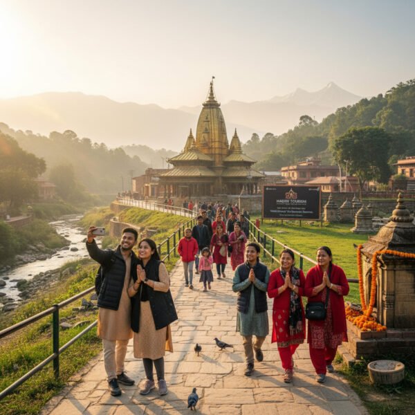 Discover Nepal's Ancient Secrets with Madhu Tourism from Gorakhpur Indian family exploring ancient temples in Nepal with Madhu Tourism