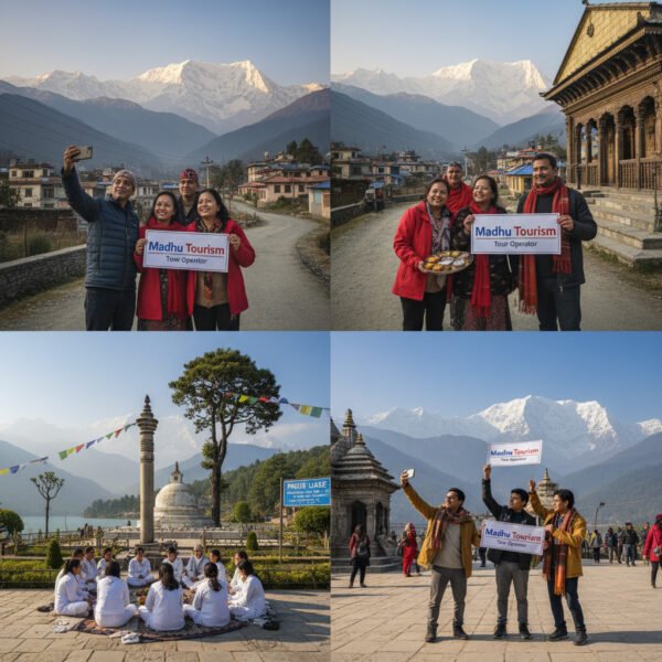 Experience Nepal's rich culture and spirituality with Madhu Tourism – Your trusted partner for Nepal tours from India. Indian family exploring a temple in Nepal with Madhu Tourism, perfect for a Nepal tour package from Gorakhpur.