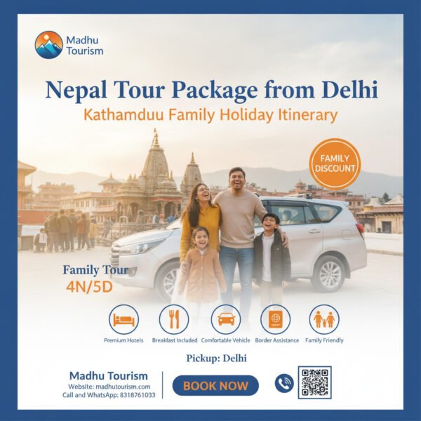 Kathmandu Family Holiday Itinerary by Madhu Tourism Family enjoying a Kathmandu holiday with scenic views